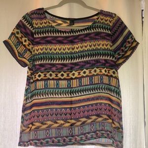 Forever 21 multicolored short sleeve blouse